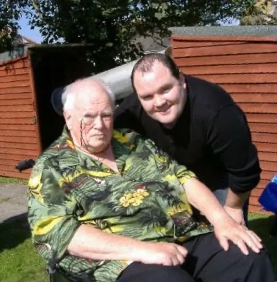 Carl O’Beirnes with the late Sir Patrick Moore